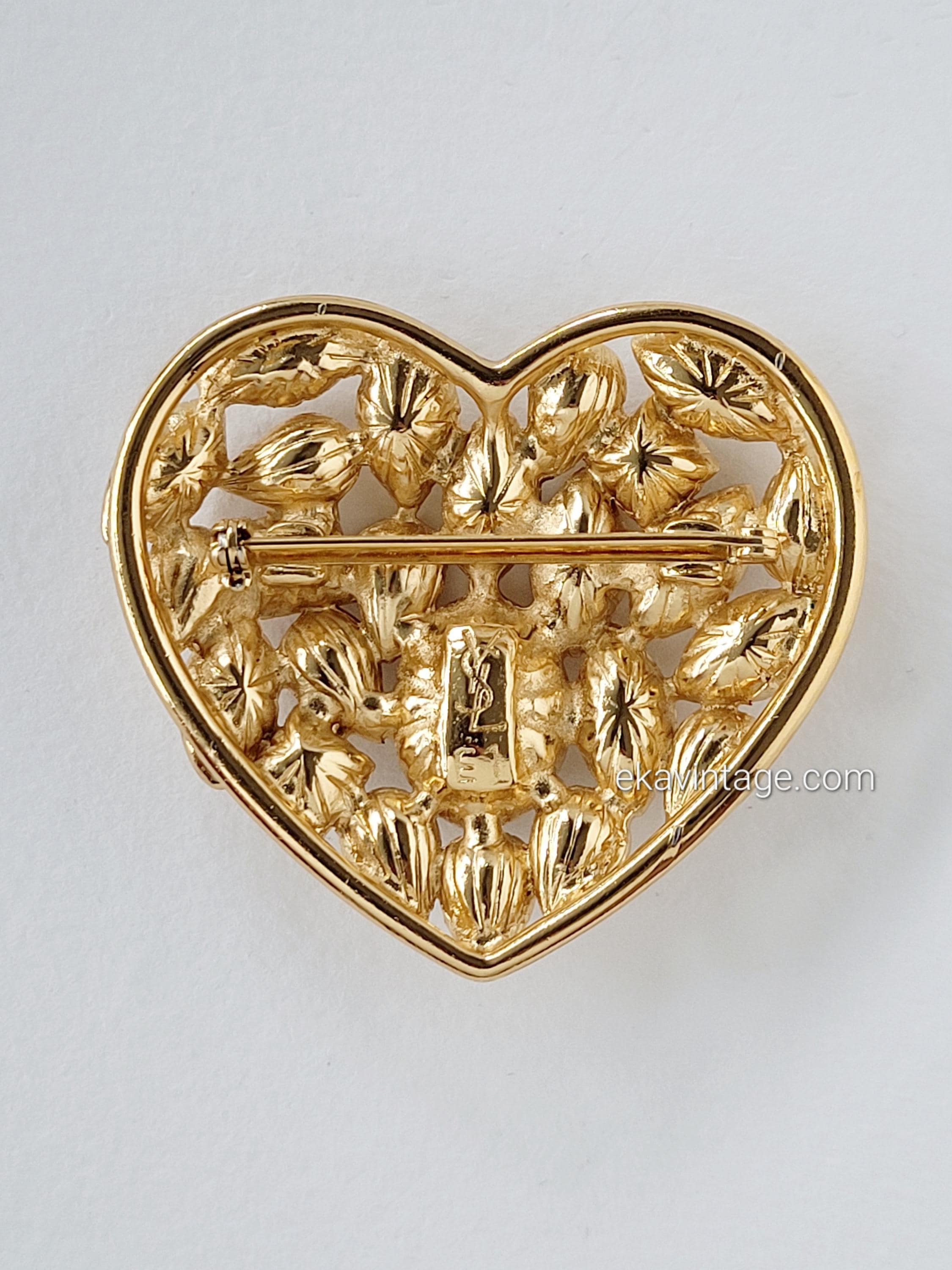 イヴ・サンローラン - ホワイトクリスタルの大きなヴィンテージハート