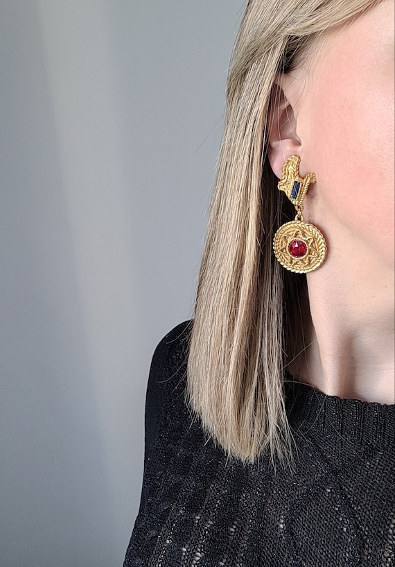 Balenciaga Paris Boucles d oreilles vintage pendantes Cristaux rouges Etsy France