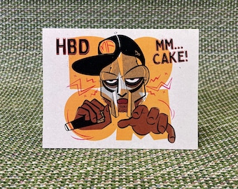 MF DOOM - Birthday Card / Bday / greeting card / MM... Cake / funny card for her / card for him