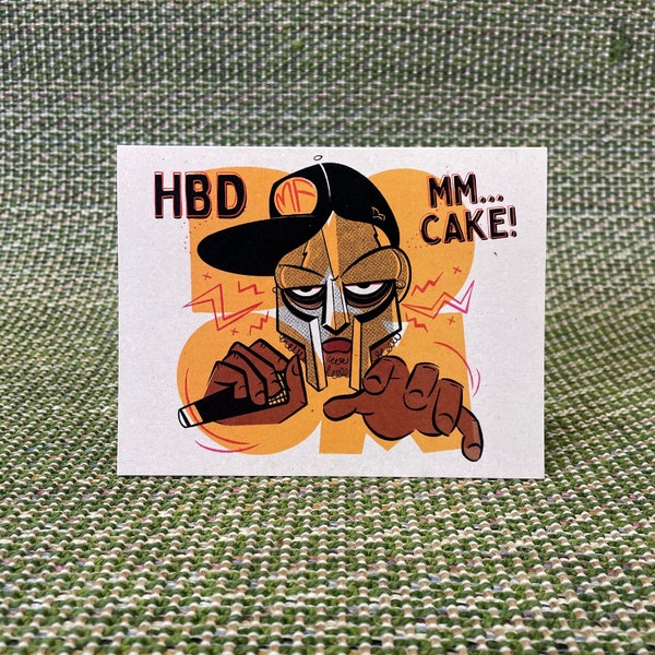 MF DOOM - Birthday Card / Bday / greeting card / MM... Cake / funny card for her / card for him
