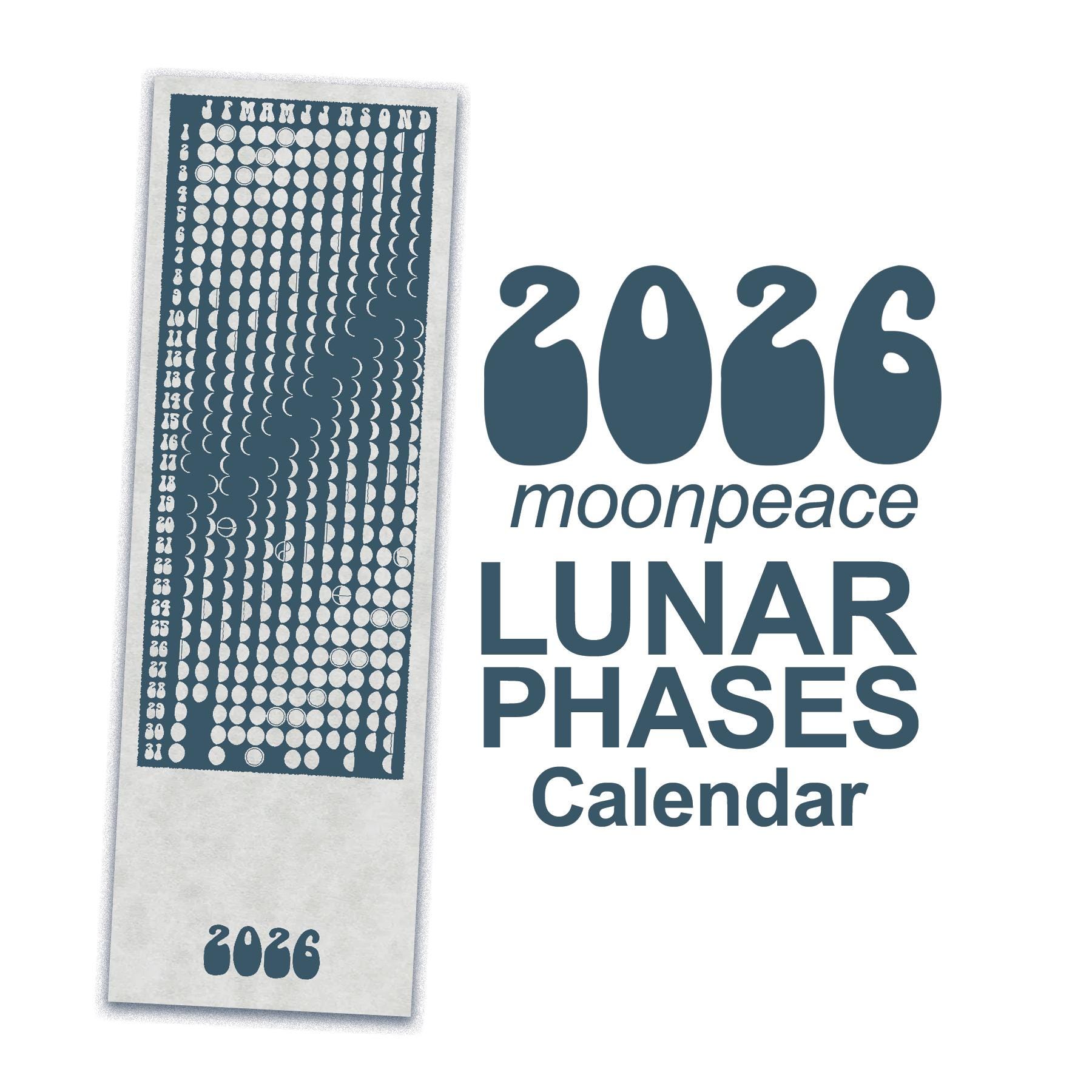 Moonpeace 2026 Lunar Calendar - Midnight Blue, 2026 Moon Calendar
