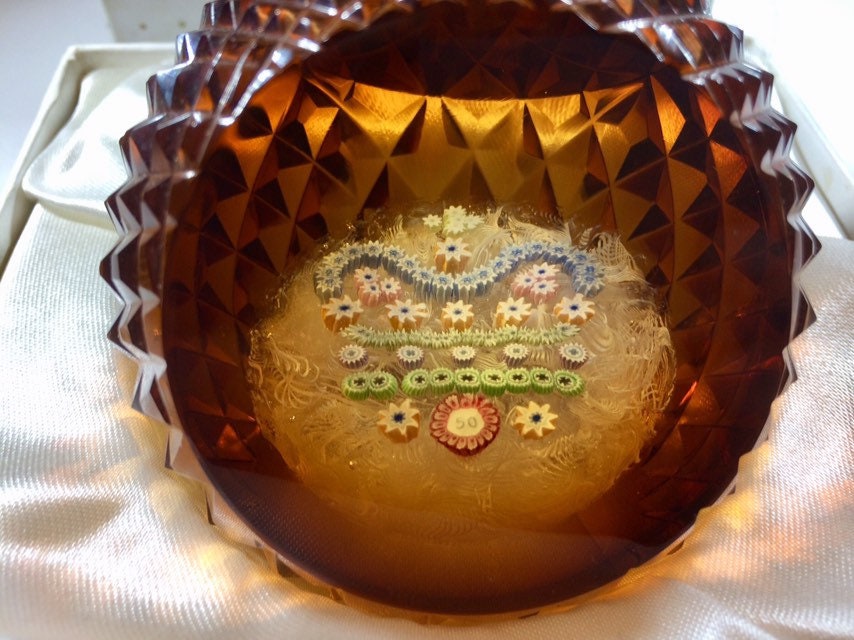 Golden Jubilee Crown Basket Limited Edition Caithness Glass Etsy