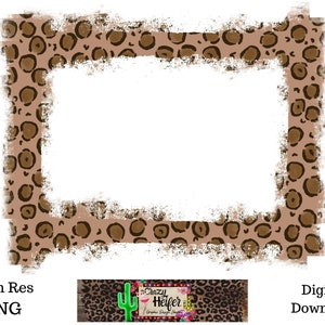 Leopard Background Grunge Frame Dye Sublimation Design Digital Download