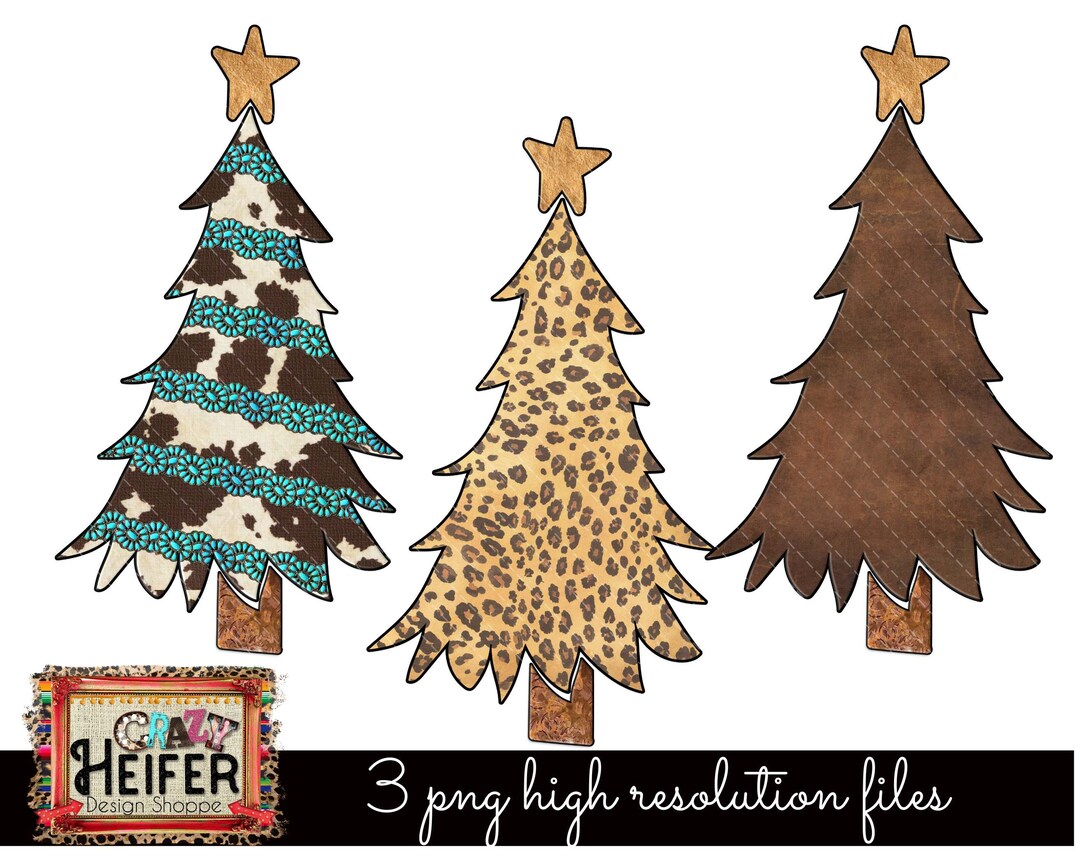 Christmas Tree Leopard Cheetah Western Dye Sublimation Design Etsy