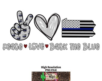 Pensilvania de vuelta el corazón azul corazón amor dye sublimación diseño digital descargar policía
