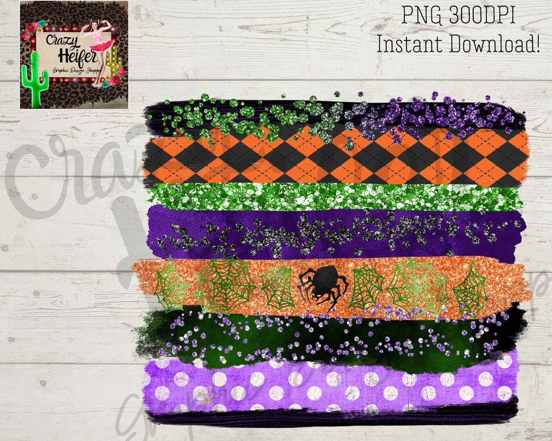 Halloween Brush Stroke Background Spider Glitter Dye Sublimation Design ...