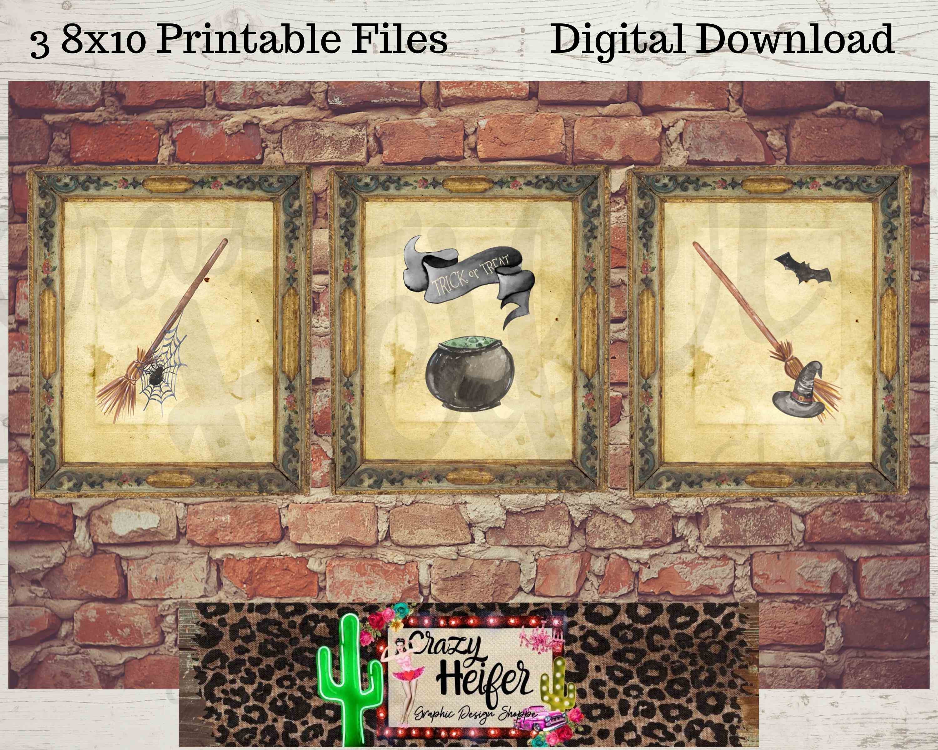 Halloween Printable Wall Art Digital Download JPEG Vintage | Etsy