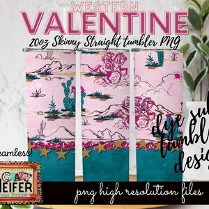 20oz Valentine Skinny Straight Tumbler Vintage Western Roses Leopard Cowgirl BOHO Dye Sublimation Design Digital Download