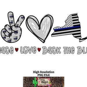 New York zurück der blaue Frieden Herz Liebe Farbstoff Sublimation Design digitale Download Polizei