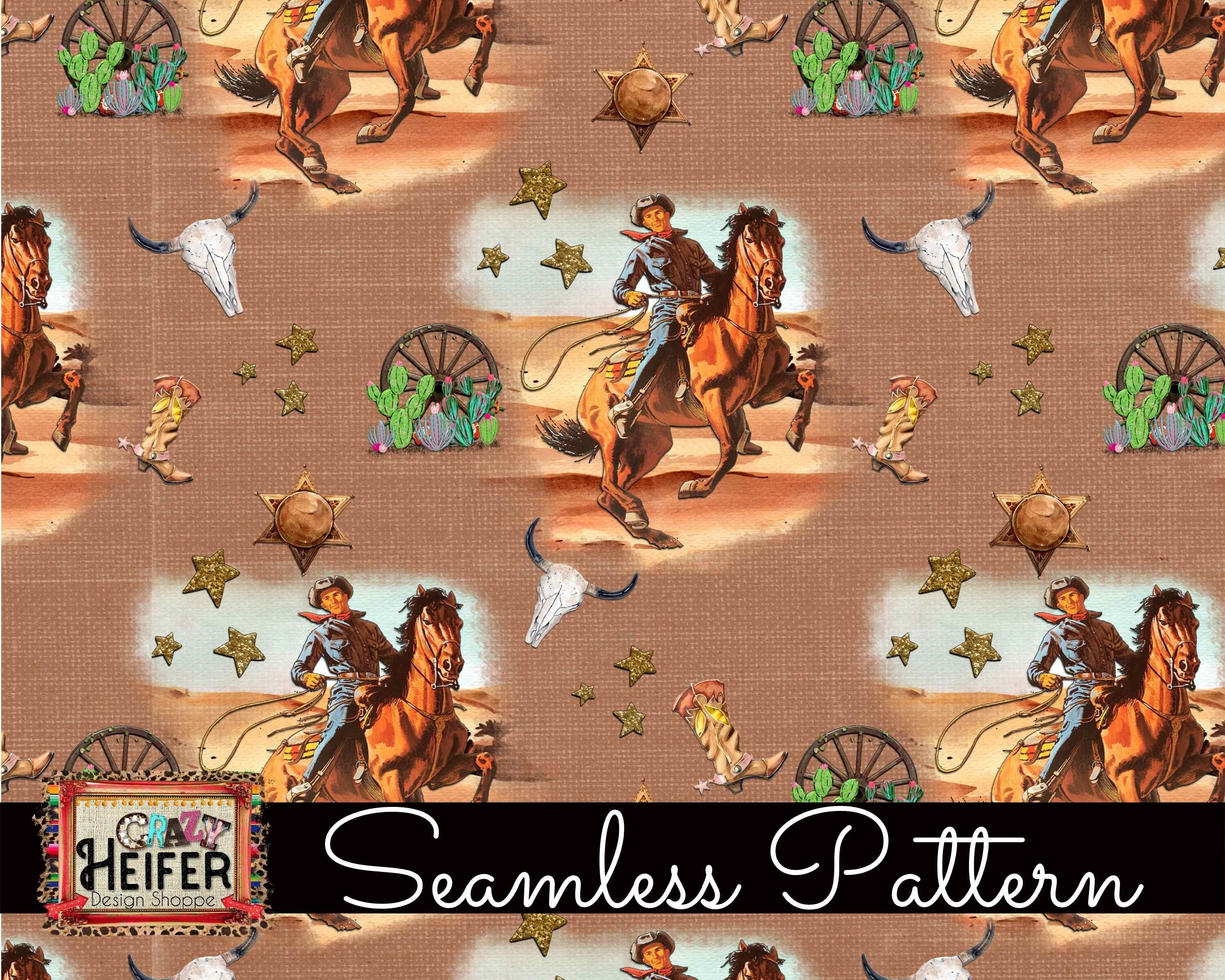Seamless Pattern Vintage Retro Western Southwestern Cowboy Etsy UK