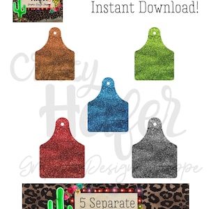 Cattle Ear Tag Cow Tag Glitter Clipart PNG Scrap book Dye Sublimation Embellishments Digital Download