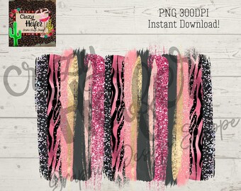 Pink Black Zebra Brush Stroke Background Dye Sublimation Design Digital Download