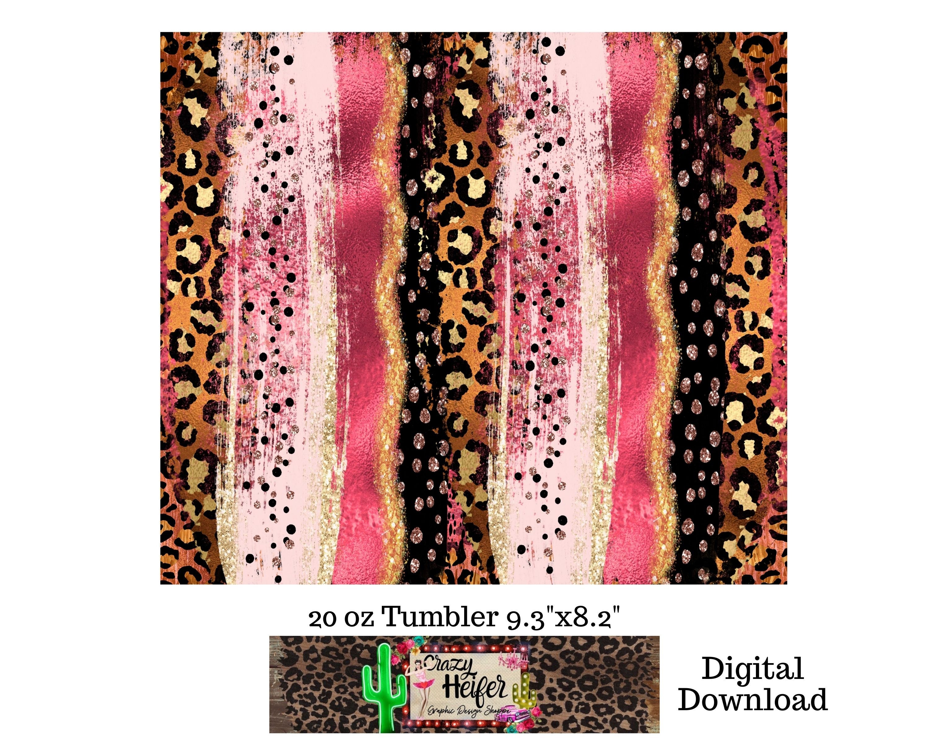 20oz Skinny Tumbler Pink Leopard Designs Dye Sublimation Design Digital ...