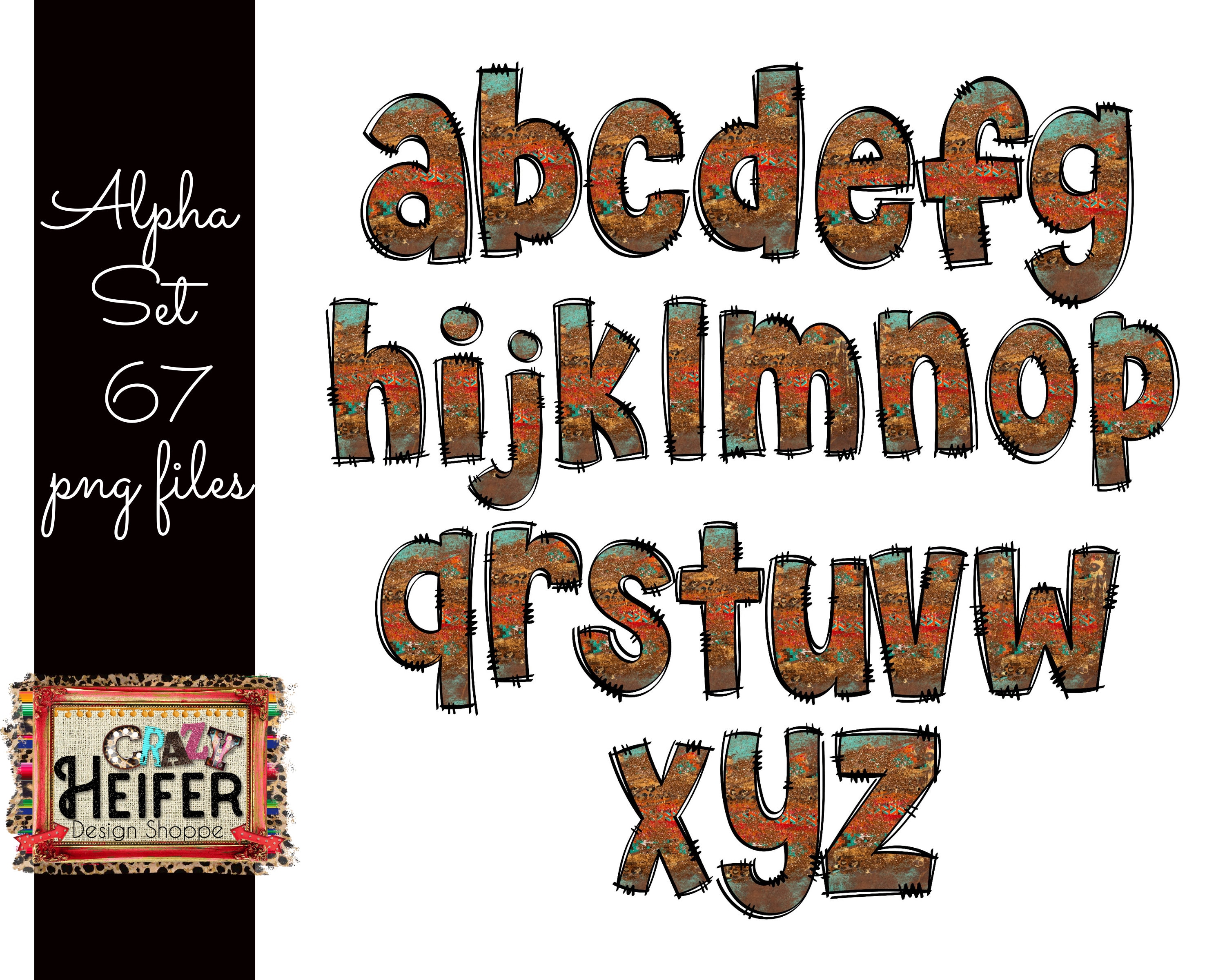 Southwestern Aztec Letters Alphabet Doodle Alpha Set Dye - Etsy