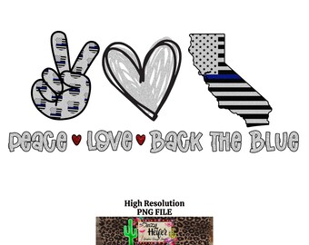 California respalda el azul paz corazón amor dye sublimación diseño digital descargar policía