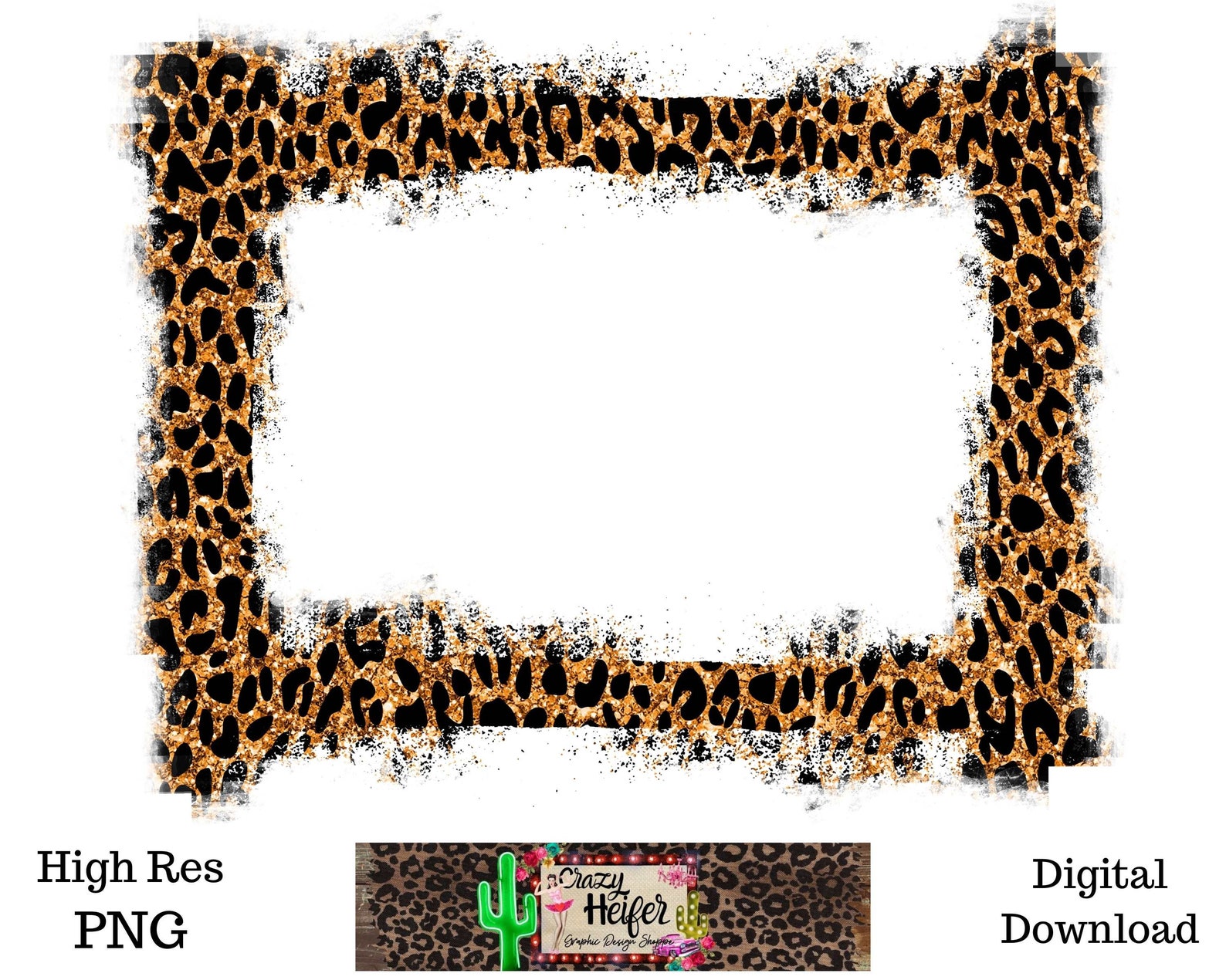 Leopard Background Grunge Frame Dye Sublimation Design Digital Etsy