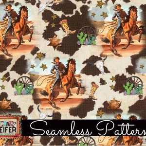 Seamless Pattern Vintage Retro Western Southwestern Cowboy Cowgirl Background Fabric Grunge Dye Sublimation Design