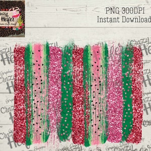 Watermelon Pink Green Summer Brush Stroke Background Dye Sublimation Design Digital Download