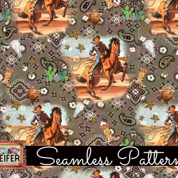 Retro Western Pattern Retro Western Fabric - Etsy