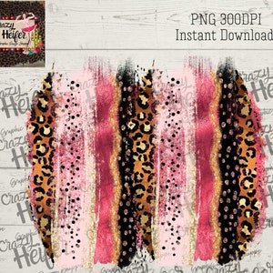 Leopard Pink Rose Gold Brush Stroke Background Dye Sublimation Design Digital Download