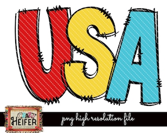 Patriotisk USA doodle handritad rustik Clipart PNG 4 juli Dye Sublimation Design Digital Nedladdning