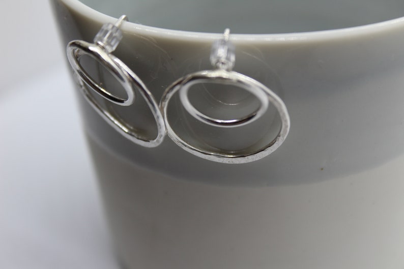 Silver Circle Jacket Earrings Gift Idea