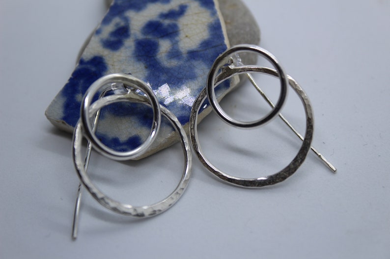 Silver Circle Jacket Earrings Gift Idea