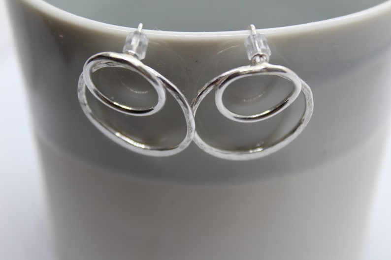 Silver Circle Jacket Earrings Gift Idea