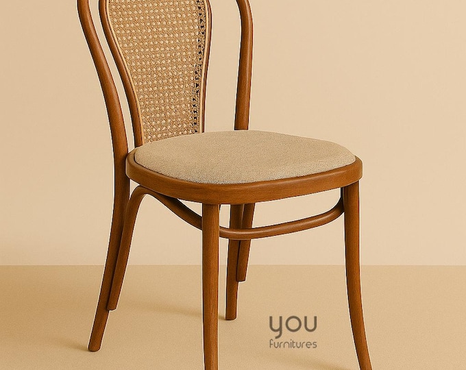 Dining Chair - Thonet Style Dining Chair - Rattan Dining Chair - Wooden Legs - Dining Room - Living Room - Home Design Home Decor Vintage
