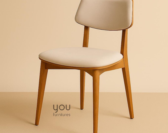 Wooden Dining Chair with Upholstered Back - Personalized Seat Material - Personalized Stain Color - Living Room - Kitchen Chair - Dine Chair