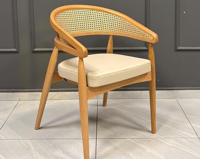 Garage Sales - Only 1 Chair Wooden Rattan Dining Chair - Wooden Legs - Living Room - Kitchen Chair - Office Chair