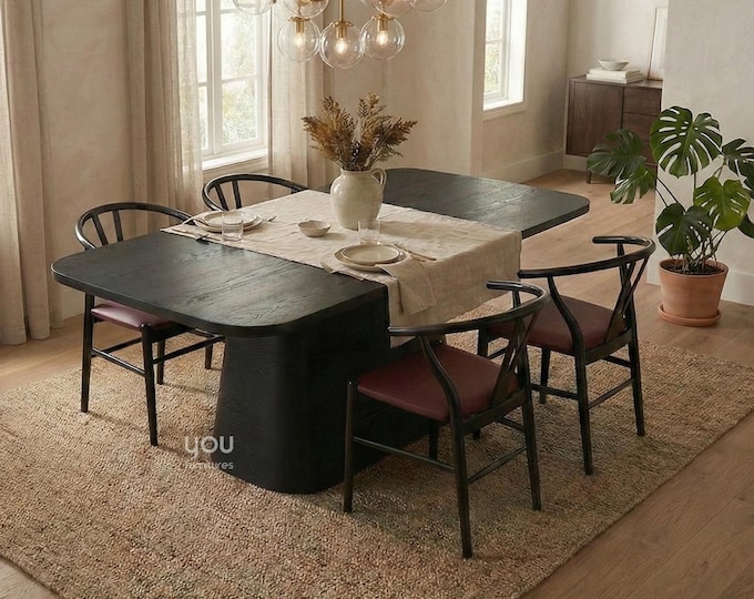 Dining Table for 4-6-8 Persons – Handmade Wooden Table | 190x100 cm | Custom Finish Options