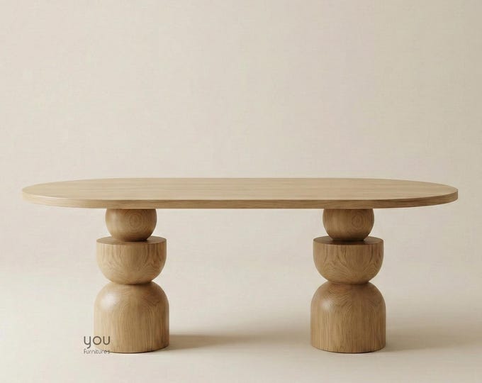 Sculptural Handmade Wooden Dining Table – Designer Oval Table - Dining Room Table - Kitchen Table -