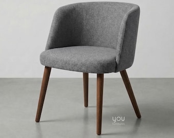 Upholstered Walnut Dining Chair – Personalized Seat Material, Solid Wood Legs