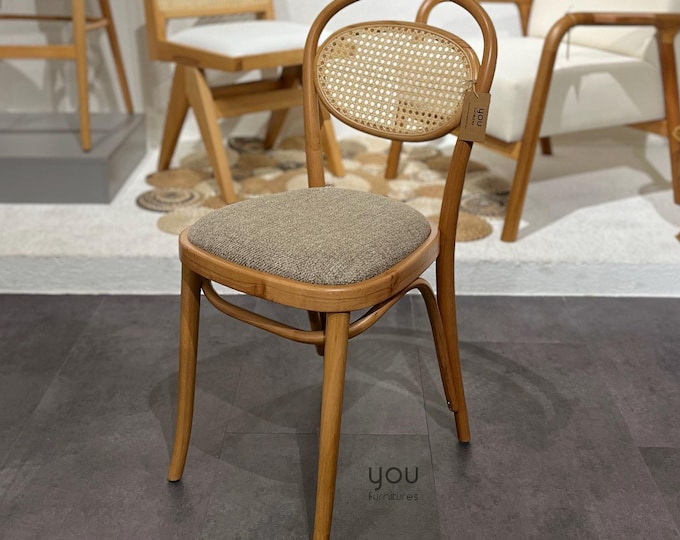 Rattan Style Dining Chair – Hornbeam Wood, Vintage Home Decor