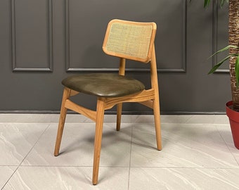 Wooden Rattan Dining Chair - Rattan Chairs - Leather Chairs - Velvet Chairs - Wooden Legs - Living Room - Kitchen Chair - Office Chair