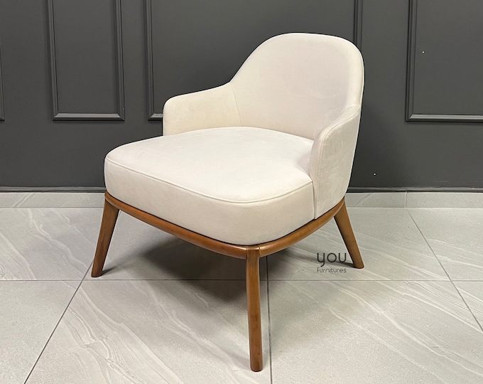 TV Chair - Fluffy Armchair - Wooden Legs - Living Room - Kitchen - Office - Cafe - Armchair