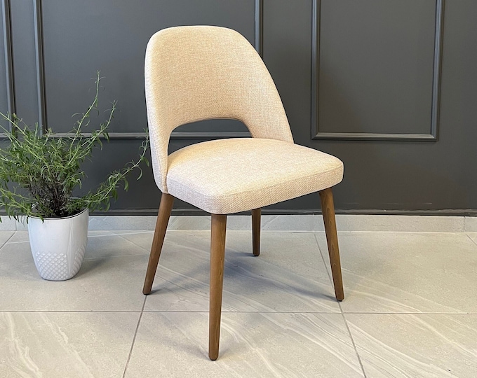 Chair with Wooden Legs - Chairs with Cushion - Chairs For Living Room - Chairs For Dining Room - Upholstered Handmade Chair