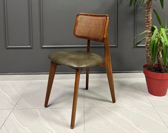 Silla de comedor de madera - Sillas de ratán - Patas de madera - Sillas para comedor - Sala de estar - Cocina - Diseño del hogar Decoración del hogar Vintage