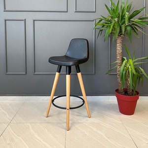 Swivel Personalized Seat Height Stools with Genuine Leather - Counter Stools - Bar Stools - Wooden Legs - Genuine Leather Seat