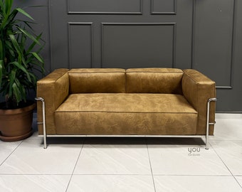 Sofa Couch - Sofa Couch Modern - Sofa Couch Doppelsitz - Sofa Couch Wohnzimmer - Personalisierter Stoff - Samt - Leinen - Veganes Leder