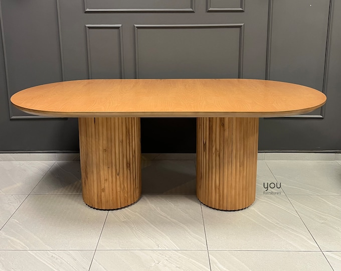 Handmade Oval Hornbeam Dining Table – Seats 8, Modern Rustic Style