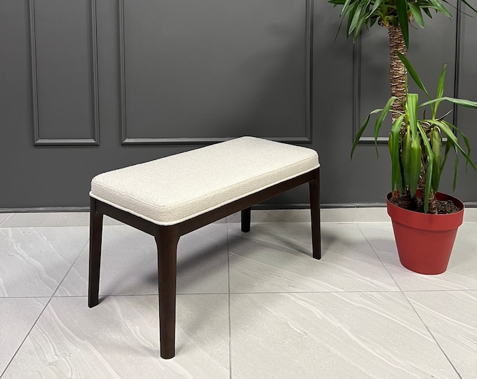 Bench - Wooden Bench with Upholstery - Bench Cushion - Wooden Legs - Living Room - Kitchen - Dining Room - Bedroom Bench