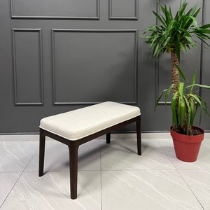 Bench - Wooden Bench with Upholstery - Bench Cushion - Wooden Legs - Living Room - Kitchen - Dining Room - Bedroom Bench