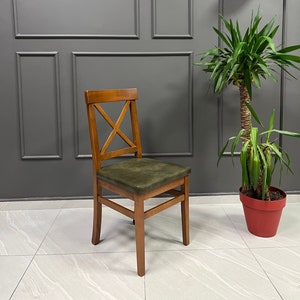 Dining Chair - Dining Room Chairs - Kitchen Chair - Leather Boucle Velvet Chairs - Wooden Legs - Living Room - Kitchen - Dining Room Chair