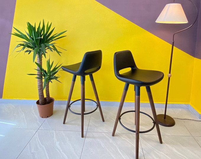 Swivel Counter / Bar Height Stool - Personalized Seat Height - Personalized Upholstery - Counter Height - Bar Height Chair - Wooden Legs