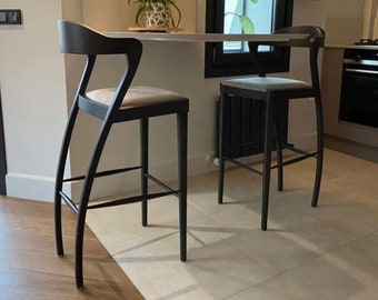 Counter Stool - Counter - Wooden Legs - Velvet/Leather Seat - Bar Stools Counter Height