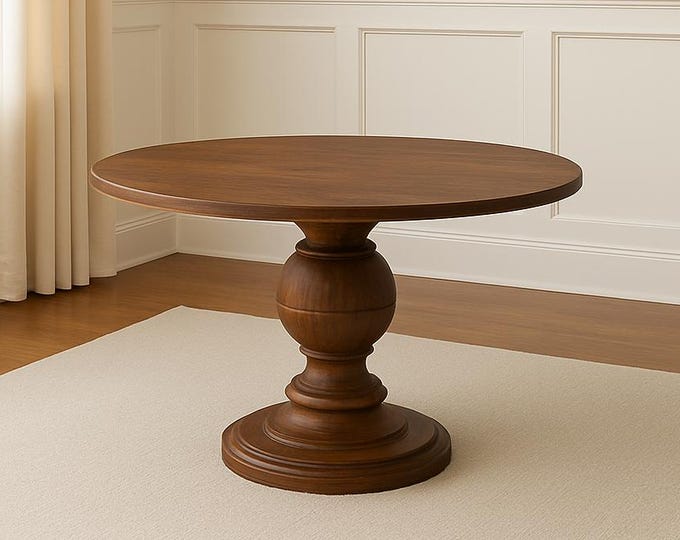 Pedestal Table - Round Dining Table – Hornbeam Wood | Custom Stain and Size Options | 3–6 Seater | Dining Room Furniture | Minimalist Table