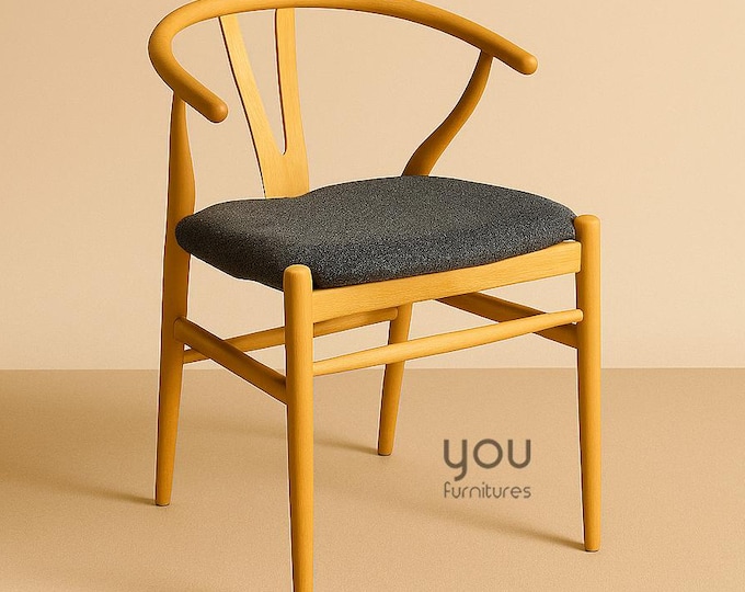 Danish Wishbone Style Chair - Dine Chair - Wooden Legs - Danish Modern Living Room Chair - Home Design Home Decor Vintage Dining Set Options