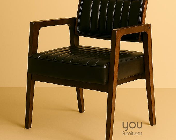 Chair - Dining Chair - Wooden Legs - Living Room - Kitchen - Office Chair - Cafe Chair - Dining Chair - Leather Chair - Mid Century Chair